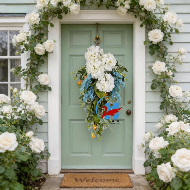 Hanging Floral Wreath Decor Harvest Festival Doorway Wall Display Modern Minimalist Silk Flower 60x35cm