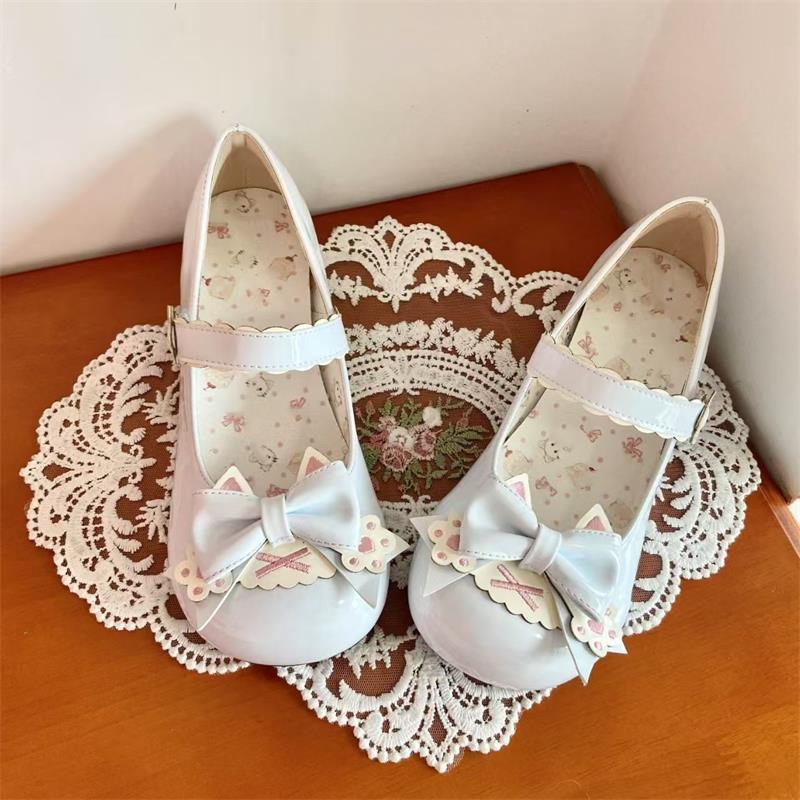 

Japanese lolita shoes 2025 new round head sweet Mary Jane shoes with skirt lace bow lo single shoes women 40