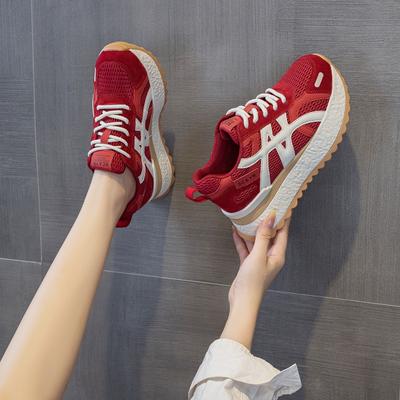 Thick-soled Breathable Mesh White Shoes Women's Autumn New Inner Height Increase Casual Sports Board Shoes Women's Shoes
