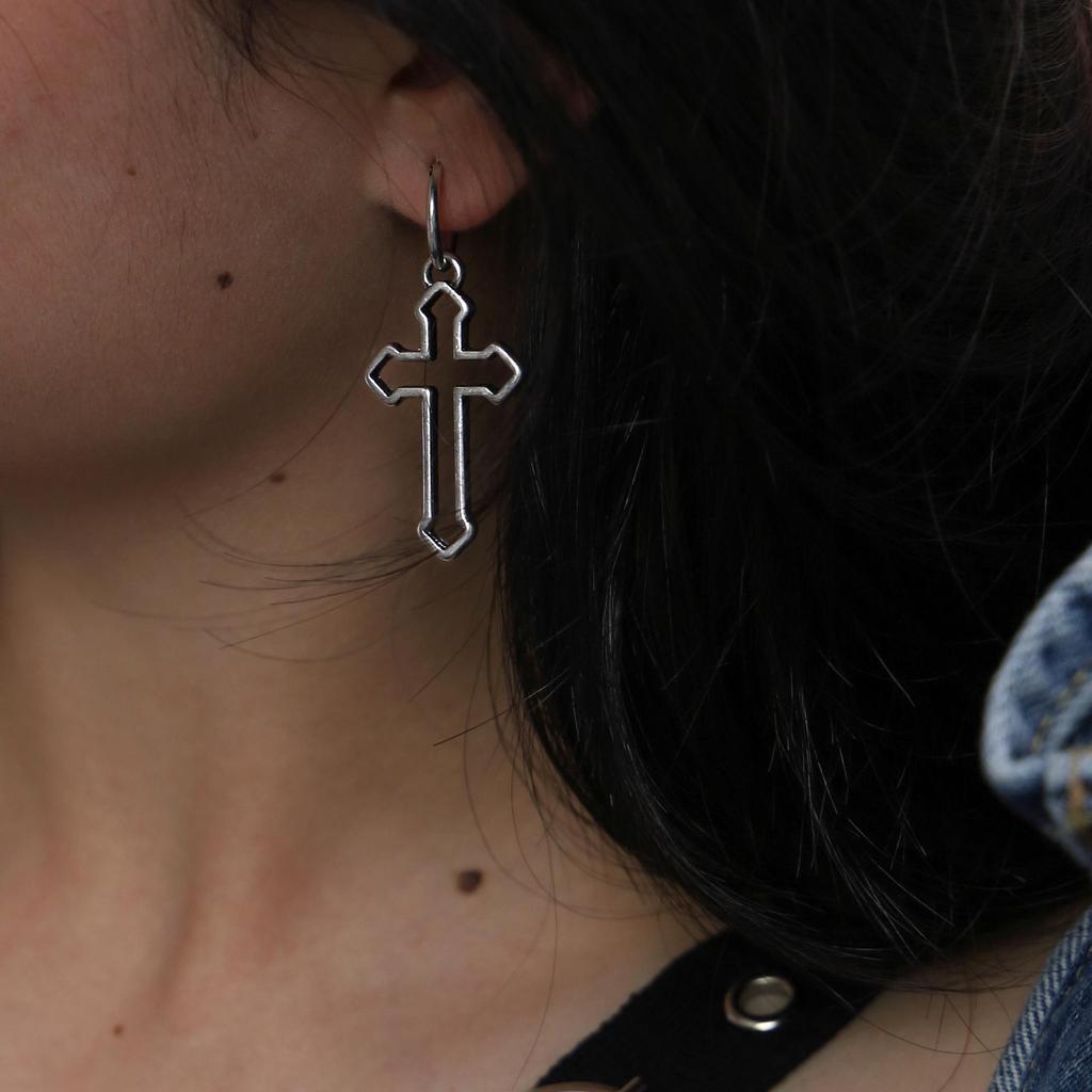In-Trend Punk Style Hollow Cross Alloy Earrings for Women
