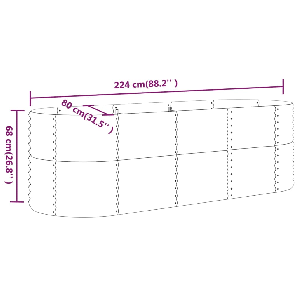 Vidaxl Podwyższona Donica, Malowana Proszkowo Stal 224X80X68 Cm, Szara