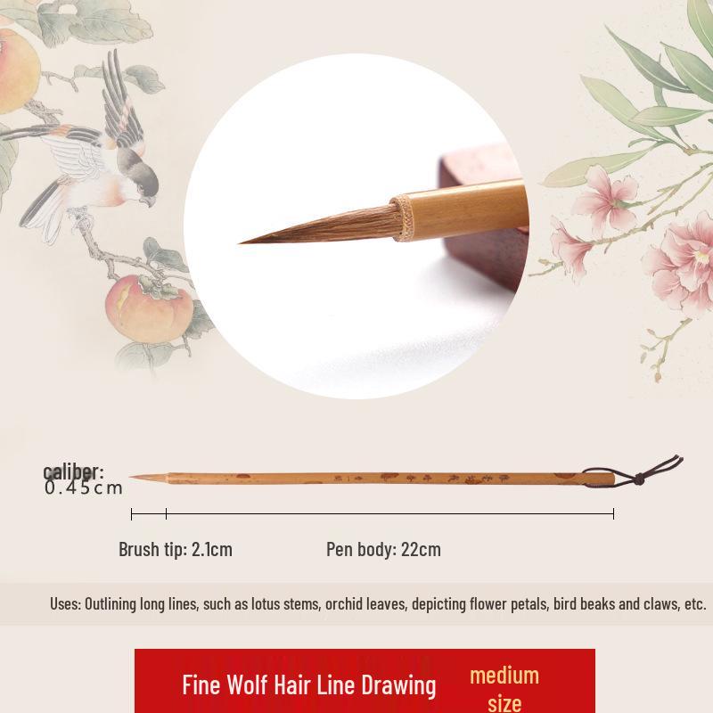 Wolf Hair Gongbi Outline Brush Set for Chinese Painting and Calligraphy - Flower & Bird Detailing Pen