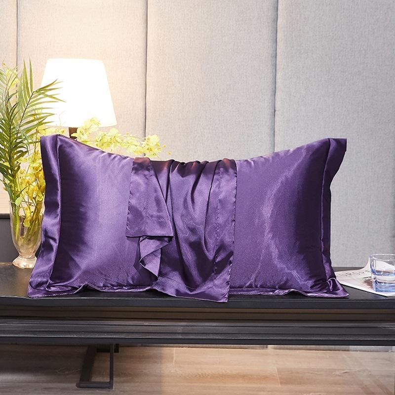 Solid Color Double-sided Silk Pillowcase Mulberry Silk Ice Silk Beauty Pillowcase Single Silk Wide-edge Pillowcase