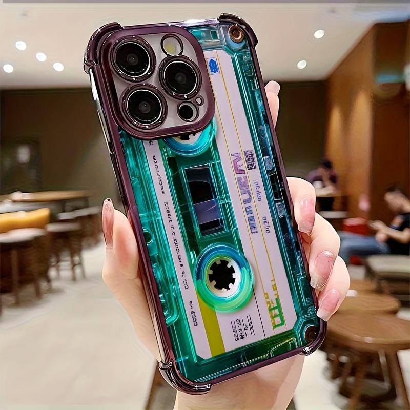 Unique Blue-Green Cassette Tape Phone Case For iPhone 17 16 15 14 13 12 11 Pro Max Plus 17 Air Airbag Plating Back Cover