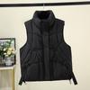 Anti-season large-size cotton clothes, vests for women, foreign style, autumn and winter new sleeveless vest, beige and black.