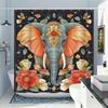 1Pc Beautiful Elephant God Designed Polyester Shower Curtain, With 12 Hooks, Machine Washable, Suitable For Bathroom Decor