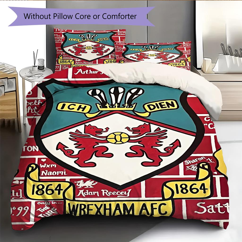 Wrexham Football Club LogoPattern Bedding,Quilt Set Quilt Cover Pillowcase Home Birthday Gift (1 * Duvet Cover + 2 * Pillowcase, Without Core)