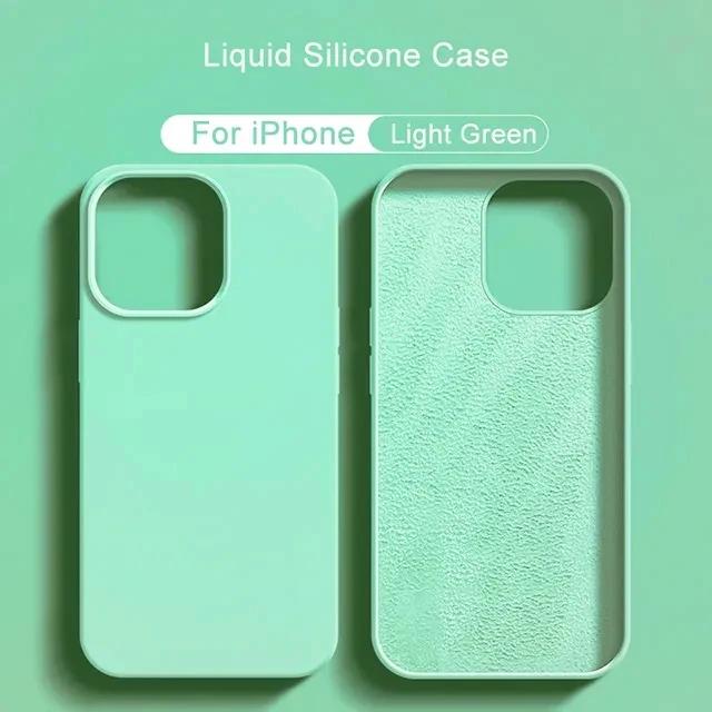 Liquid Silicone Case For iPhone 11 13 12 14 15 Pro Max Phone Cases For iPhone 14 15 Plus Shockproof Soft Back Cover Accessories