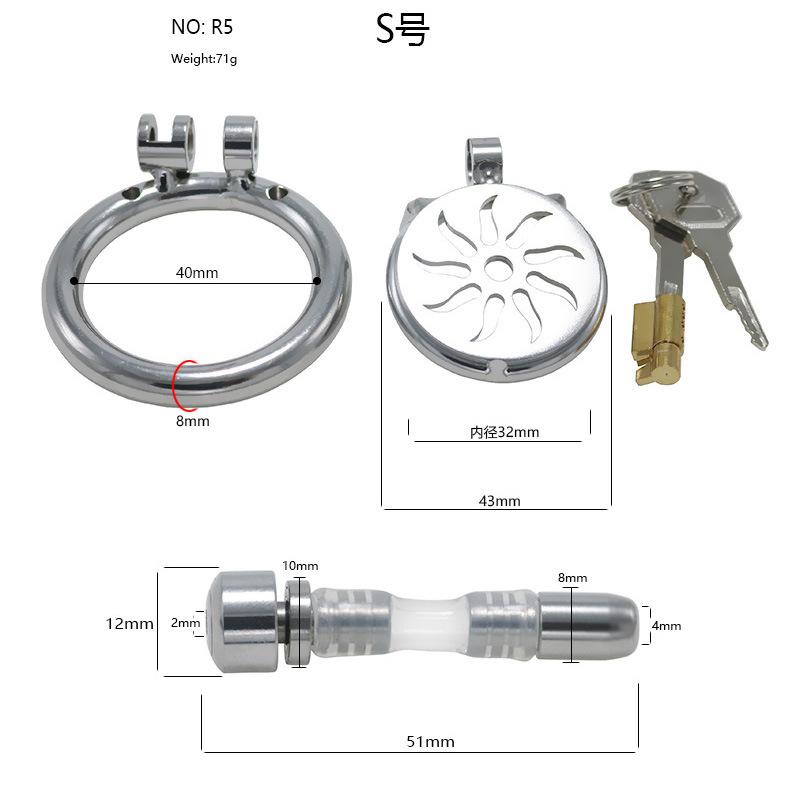 Men Short CB Lock Penis Cage Cock Lock Stainless Steel Chastity Lock Sex Toy Femdom BDSM Cock Ring Ball Stretcher