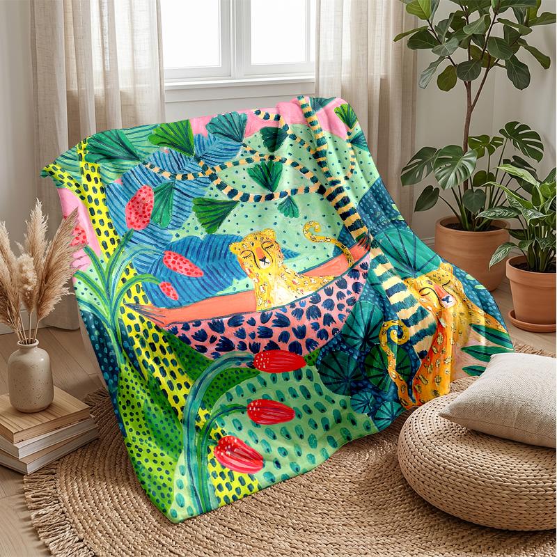 Jeweled Tiger Portrait Theme blanket Lightweight Warm Flannel Blanket Decorative Throw Blanket for Home Decoration