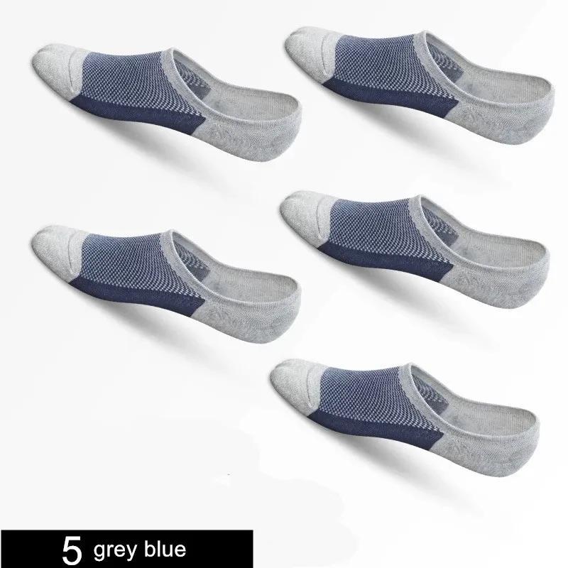 5 Pairs/pack  Man New Style Mesh Breathable Short Socks Male Sweat-absorbent Silicone Cotton Socks Men's Invisible Socks