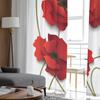 Red Flower Poppy Flower Tulle Curtains For Living Room Decoration Modern Chiffon Sheer Voile Kitchen Curtain