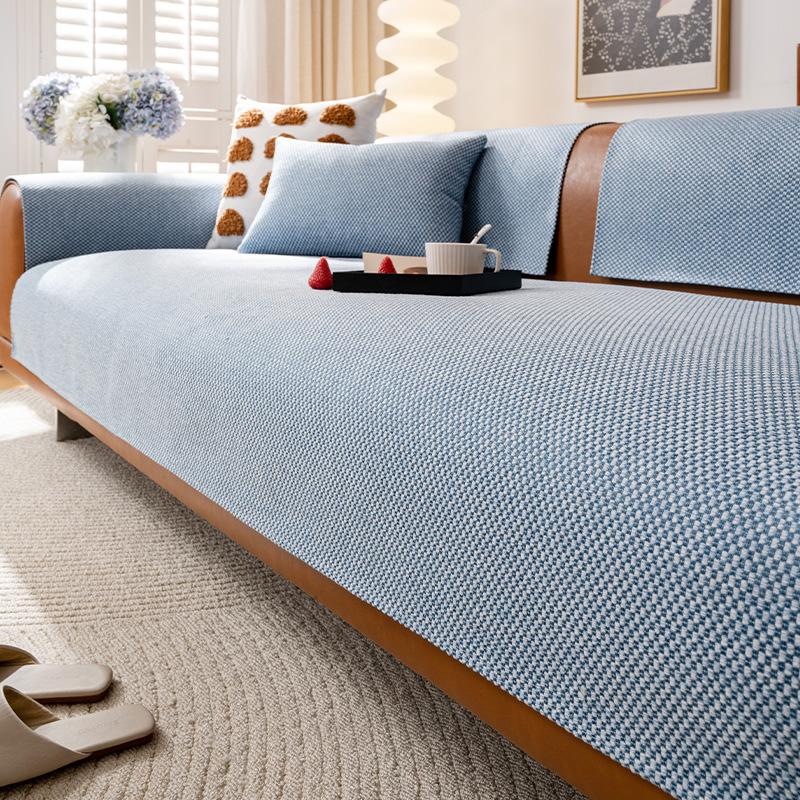 Solid Color New Cotton And Linen Sofa Cushion, Simple And High-End Sofa Cover, Universal Non-Slip Backrest Cover Cloth Towel For All Seasons