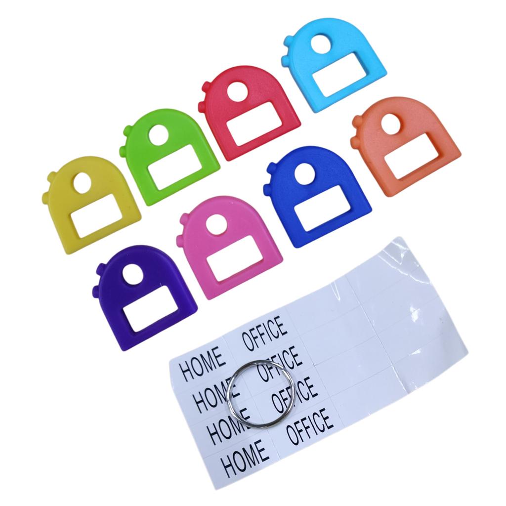 8pcs Colorful Plastic Key Covers Set for Easy Identification with Round and Semi Round Shapes in Vibrant Colors
