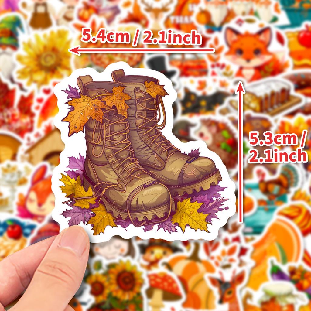 50 Thanksgiving Graffiti Stickers Turkey Apple Pie Fall Harvest Holiday Celebration Decorative Luggage Stickers