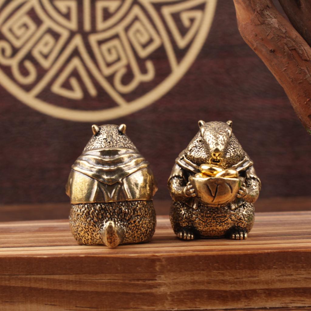 Messing Murmeltier Figur Retro Messing Capybara Statue Niedliche Kleine Tier Miniatur Desktop Ornament Heimdekor Charmante Dekoration