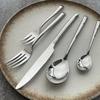 Export Western Food Knives and Forks German Stainless Steel Main Knife, Fork, Spoon, Oblique Cutting Handle, Steak Knife, Fork and Spoon 4-piece Set