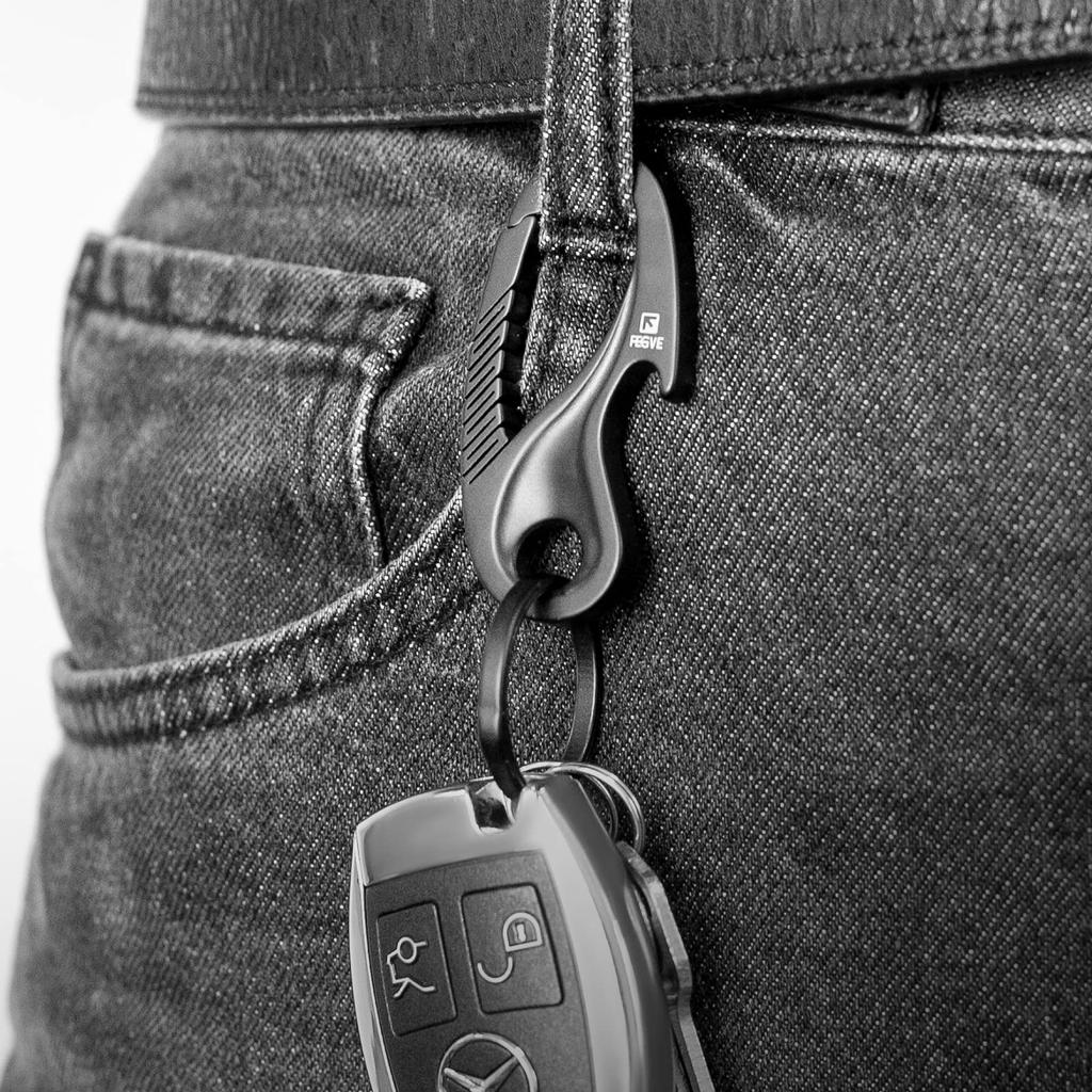 TISUR Titanium Carabiner Bottle Opener Keychain Men's Stylish Key Ring