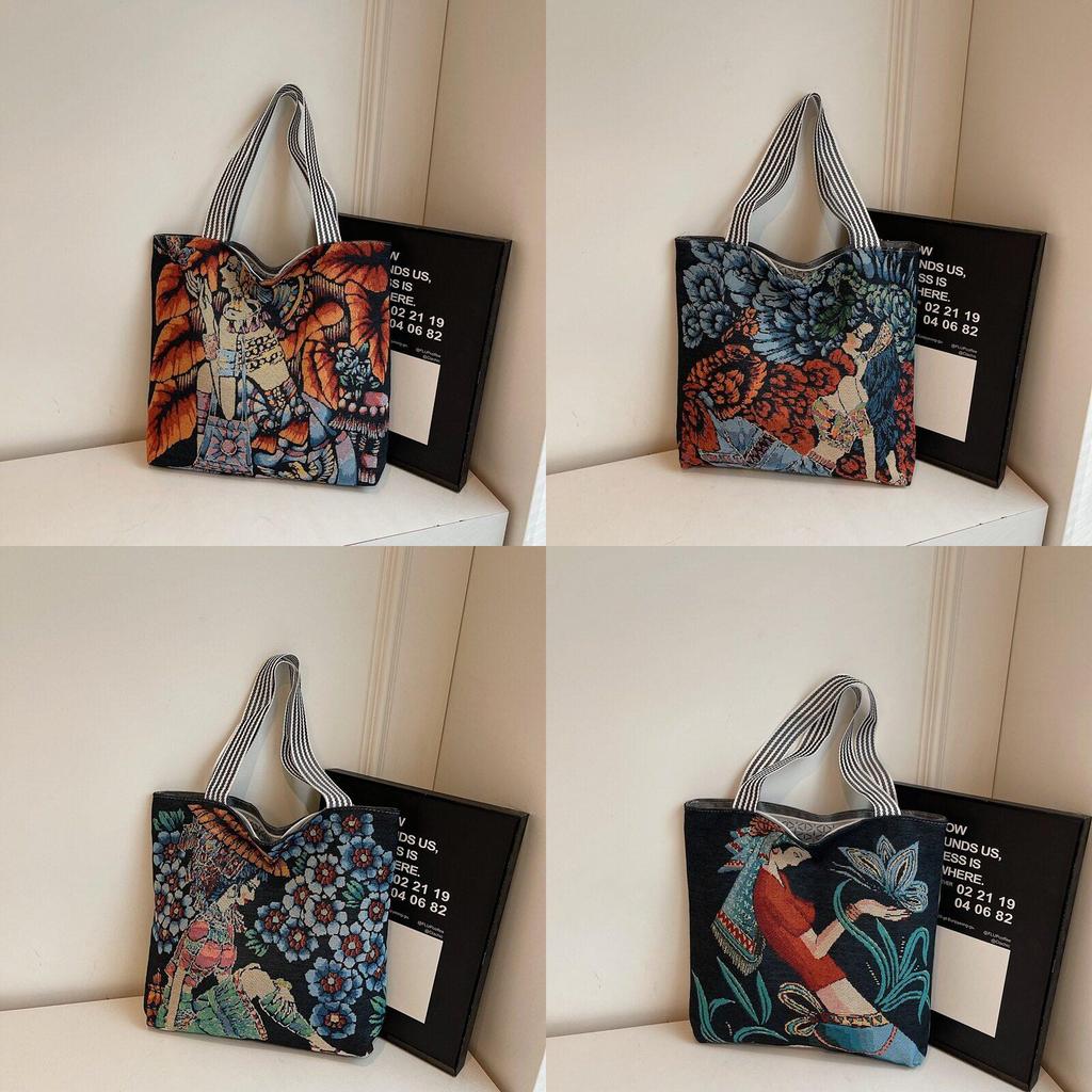 Canvas Bag With Embroidery For Casual Daily Use And Urban Style