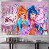 GirlWWinx Catoon Clubs Hanging Bohemian Tapestry Indian Buddha Wall Decoration Witchcraft Bohemian Hippie Cheap Hippie Wall Ha
