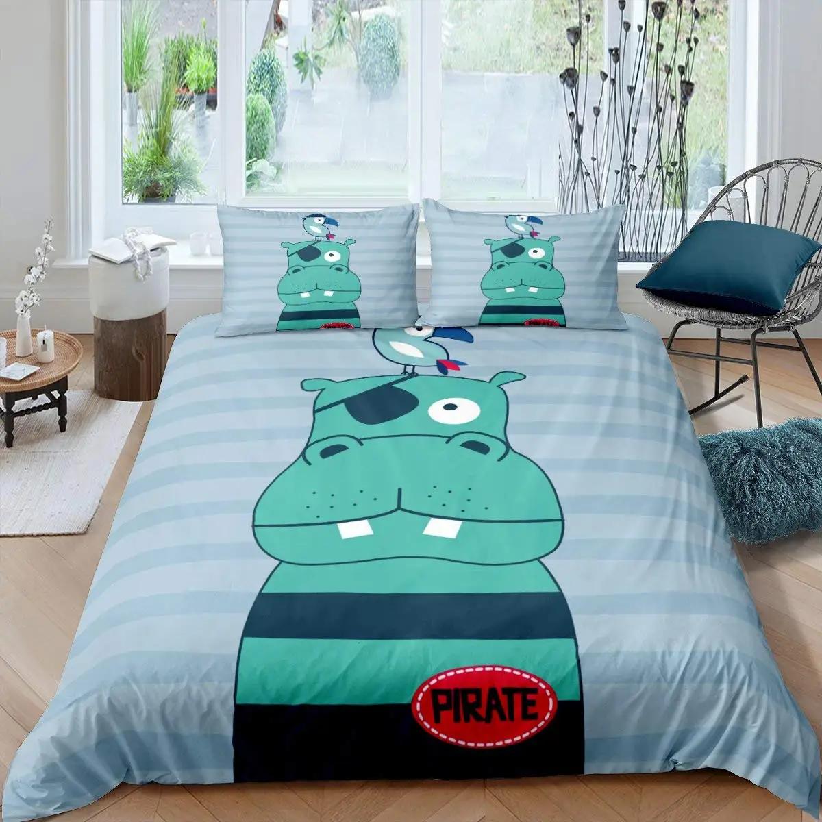 Комплект пододеяльников с изображением бегемота размера King Size — фото 9