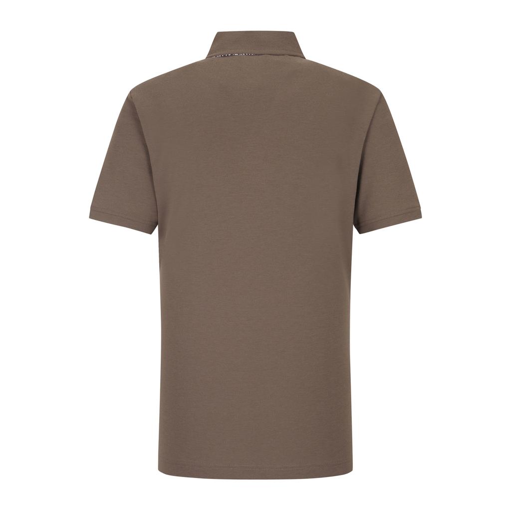 FERRAROMILANO Men'S Wide Placket Tee Brown (Amreks23157)