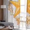Herbstliche Holzmaserung Orange Fünfzackiger Stern Ahornblatt Transparente Vorhänge für Kinder Wohnzimmer Voile Fenstervorhänge Tüllvorhänge