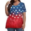 Women's Fashion Casual V-Neck Pullover Short Sleeve Large Size Printed T-Shirt Top