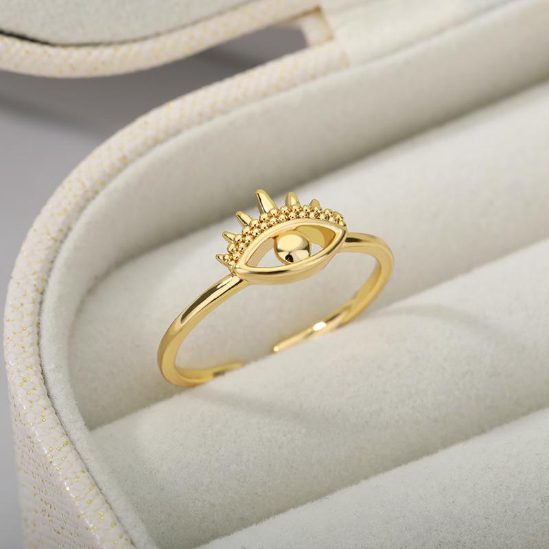 Evil Eye Rings for Women Gold Color Open Adjustable Finger Ring Vintage Turkish Eye Jewelry Wedding Party Gift 2024 New In