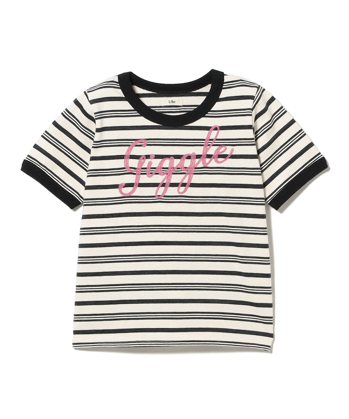 Kodomo BEAMS Uhr Kids Embroidery Border T-Shirt 2026SS 3-6Y Japan 5-6Y/Black(Giggle)
