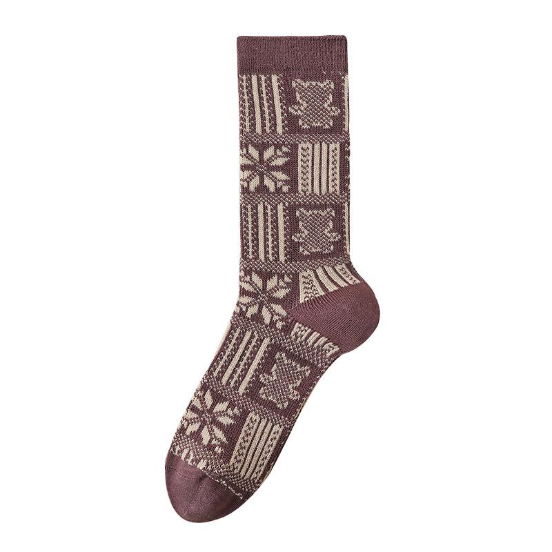 Retrofarbene High-Top-Socken für Damen im Herbst und Winter und Mid-Top-Socken aus gekämmter Baumwolle für Damen im Frühling und Herbst