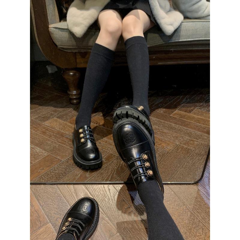 Grape mother studiolee Hepburn style retro platform shoes thick heel embroidered loafer small leather shoes women's spring and autumn