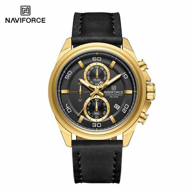 Men's Leather Watch Stopwatch Chronograph Calendar Luminous Hand Waterproof 3ATM Casual Business Fashion Watch NF8075