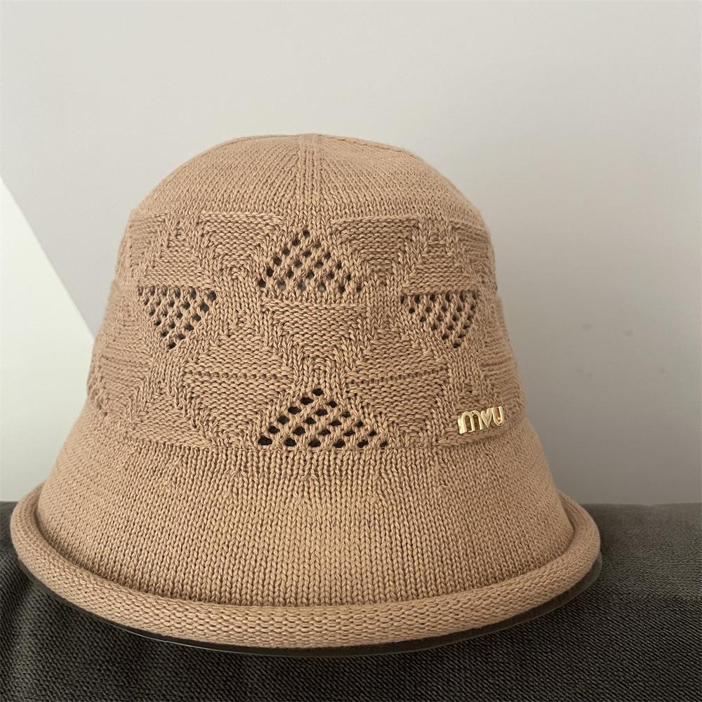 Hollow Knitted Bucket Hat, Curled Edge Fashion Visor, Travel Versatile Washbasin Hat