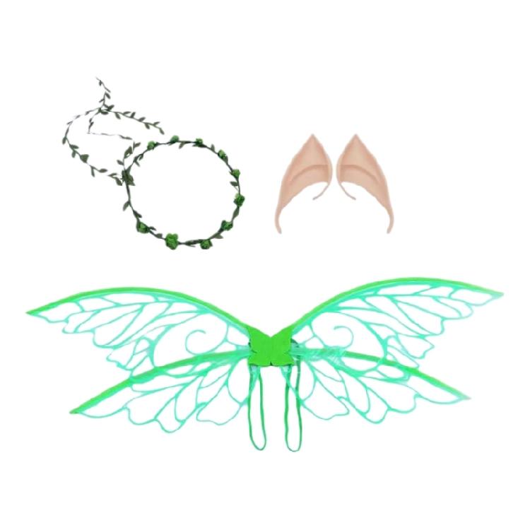 Halloween Wing Costume Women Girl Butterfly Wing Elf Wing with Elf Ears Flower Wreath Halloween Costume Accessories