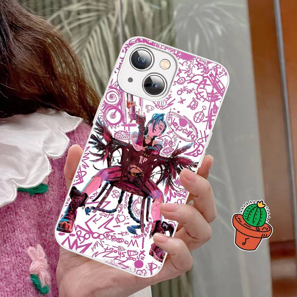Arcane J-Jinx Anime Phone Case For IPhone 15 13 12 Mini 11 Pro XS Max X XR 14 Plus Tempered Glass Cover
