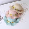 Small Daisy Children Beach Straw Hat Wide Brim Fisherman Hat Outdoor Straw Bag Cap Set  Summer