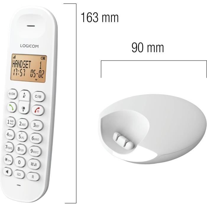 Téléphone fixe sans fil - logicom - dect iloa 150 solo - blanc - sans répondeur