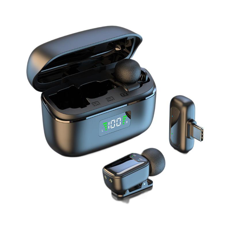 2025 Mini Wireless Clip-On Microphone with Digital Display and Charging Compartment for Invisible Live Broadcast and Recording