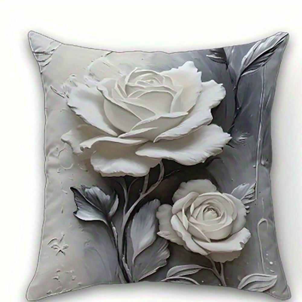 1/4pcs Floral Patterned Pillowcases with 3D Flower Design Sofa Cushion Cover Home Bedroom Room Decoration