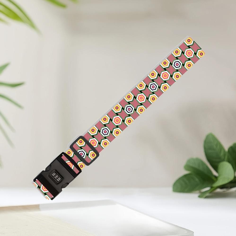 Secure Travel Luggage Straps 2pcs Set 1pc Strap 1pc Boarding Pass Multi Sided Colored One Character with Buckle Code Lock