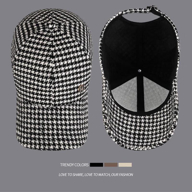 ZHENYUEQI Autumn/Winter Houndstooth Padded Baseball Cap