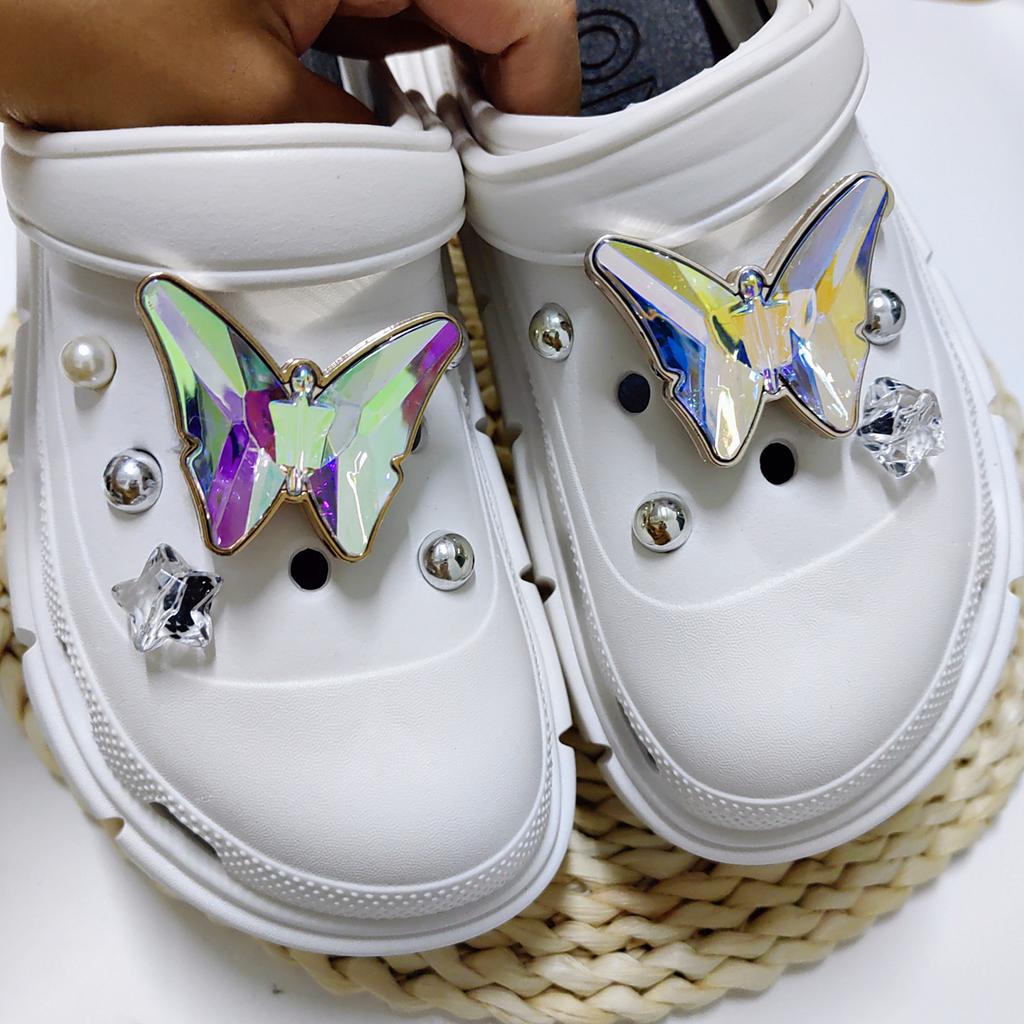 Neue Passform Lochschuhdekoration DIY Symphonie Schmetterling Sonne Perlen Set Schuhschnallen Zubehör Schuhblume