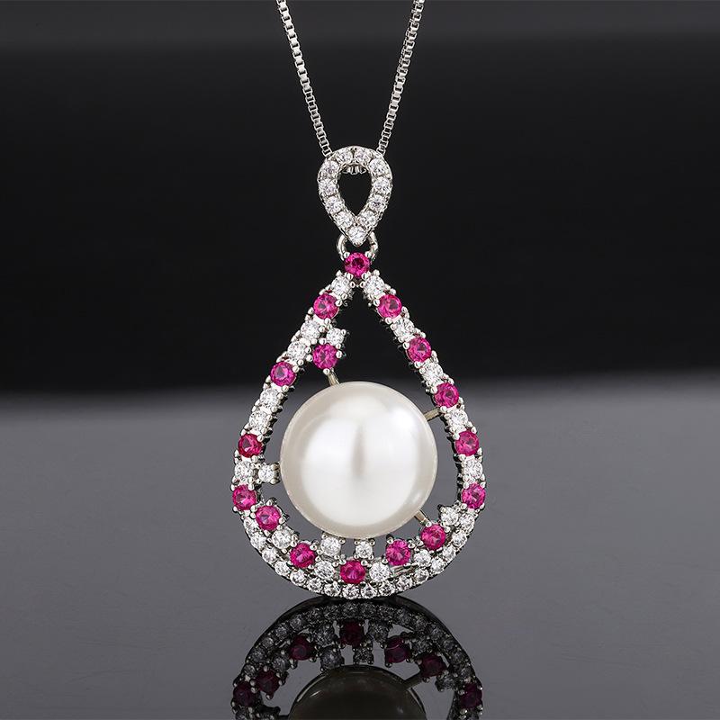 Jewelry Copper Bottom Gold-Plated Inlaid White Pearl Simulation Red Corundum Beads 16Mm14Mm