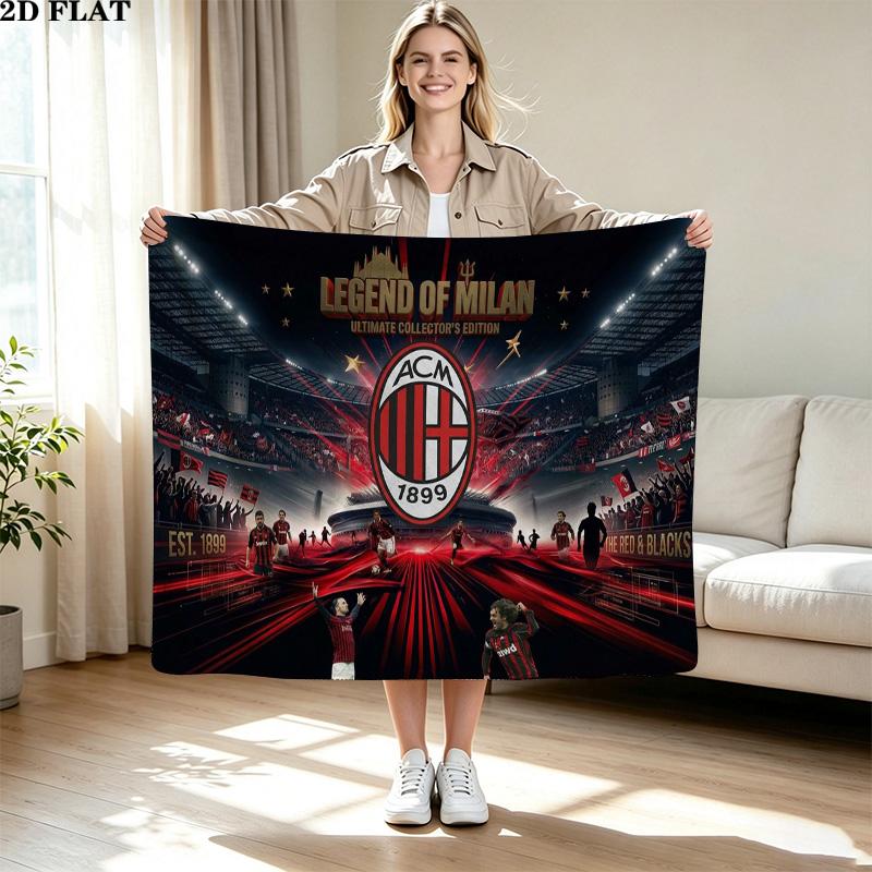 AC Milan Print Flannel Blanket High Quality Warm Comfortable Cover for All Seasons Perfect for Gifts Home Decor