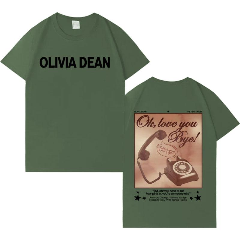 Zpěvačka Olivia Dean Populární Grafické Potištěné Tričko s Krátkým Rukávem Pánské Dámské Hip Hop Oversized Vysoce Kvalitní Bavlna Ležérní Pohodlné Trička