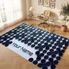 Abstract Geometric Theme Crystal Velvet Floor Rug Personalized Custom Name Text Warm Carpet Home Decoration