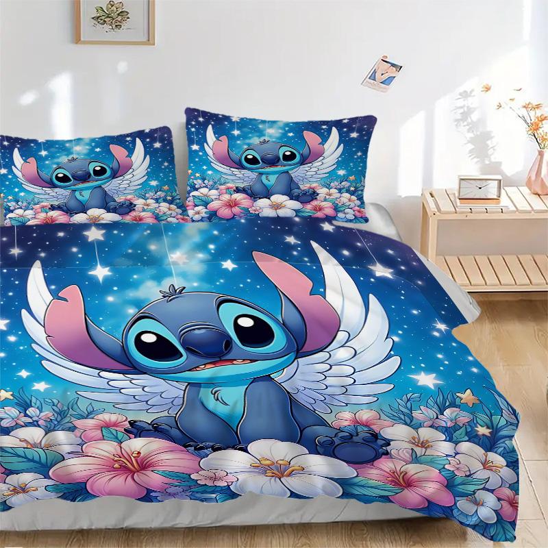 Stitch'S Magical Garden Print 3Pcs Bedding Setduvet Cover With 2 Bedropillowcase Home Birthday Gift