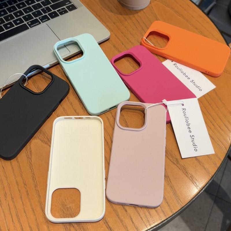 For Iphone 16e Rubber Cover With Stylish Litchi Texture And Shock Absorption