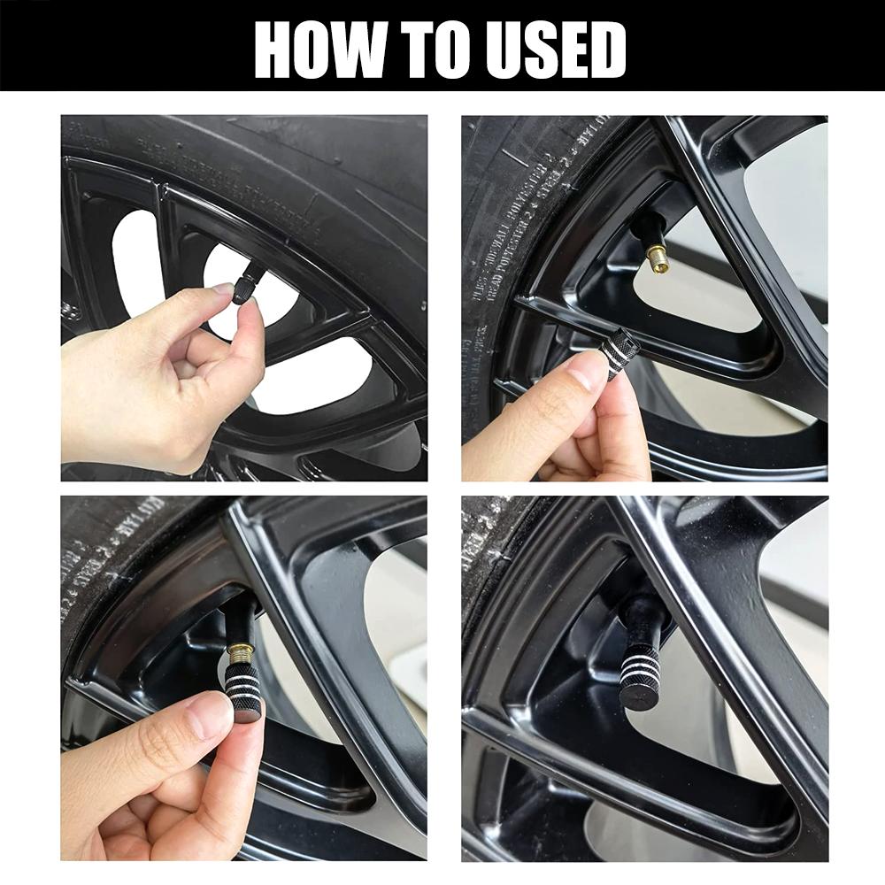 AUTCOAT 4Pcs Aluminum Car Wheel Tire Valve Caps Tyre Rim Stem Covers Airdust Waterproof For Automobiles Motorcycles Trucks Bikes Stem Caps1